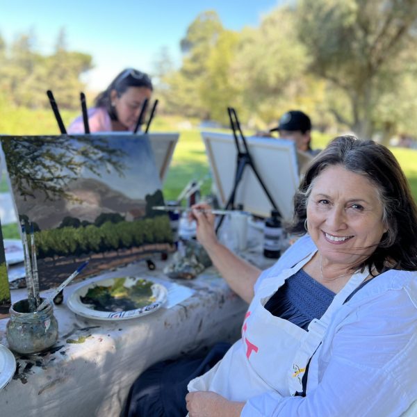 Kaena painting in the vineyard, wine tasting activities, events in santa ynez